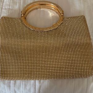 Chic Gold Beaded Clutch with Handle Brand new never been carried